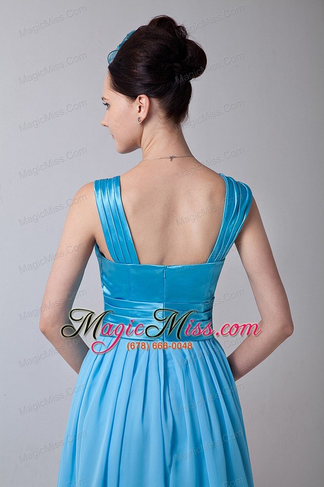 wholesale aqua blue empire straps knee-length chiffon ruch prom / homecoming dress