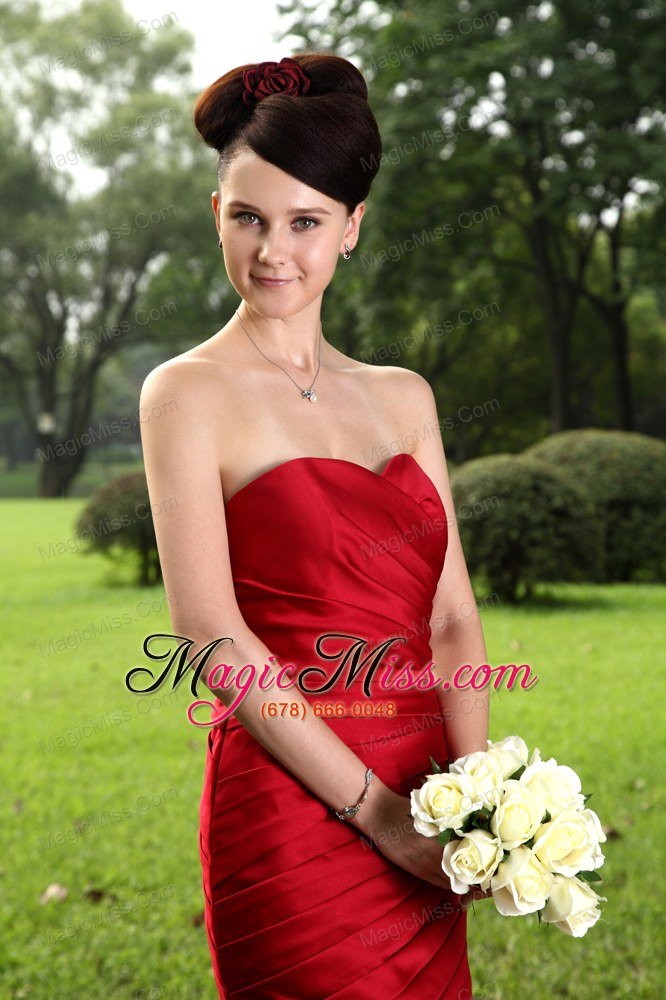 wholesale red column sweetheart mini-length taffeta ruch prom / homecoming dress