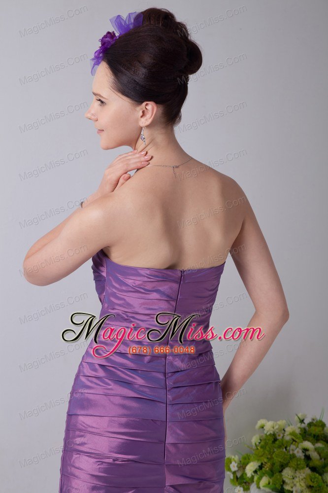 wholesale lavender column strapless mini-length taffeta ruch prom / homecoming dress