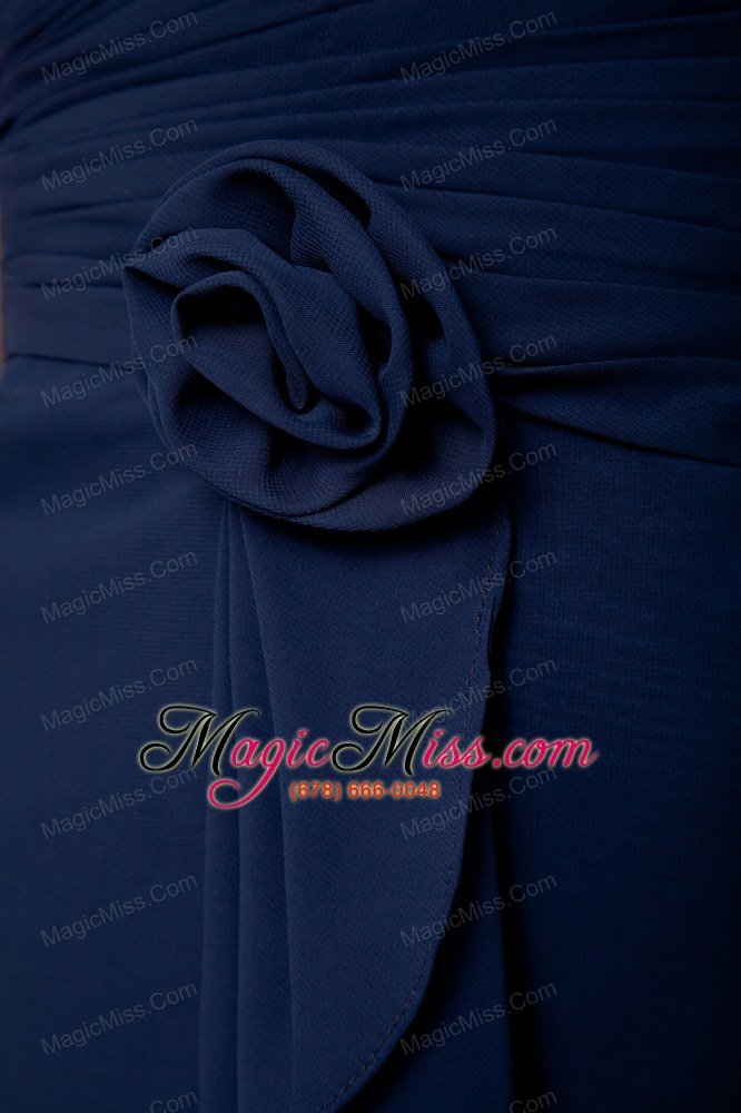 wholesale navy blue empire sweetheart mini-length chiffon hand made flower prom / homecoming dress