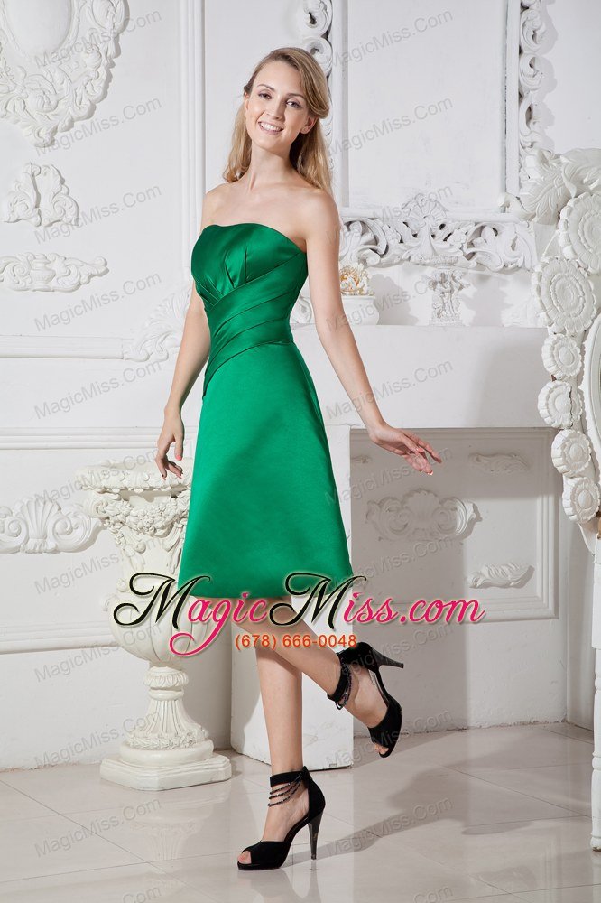 wholesale green a-line sweetheart knee-length satin ruch bridesmaid dress