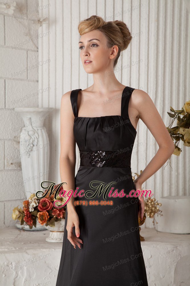 wholesale black a-line straps brush train satin beading prom dress