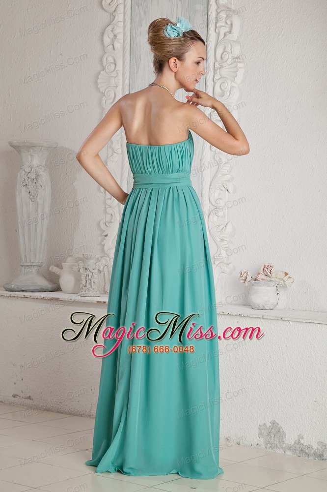 wholesale turquoise empire sweetheart floor-length chiffon ruch and sash prom dress