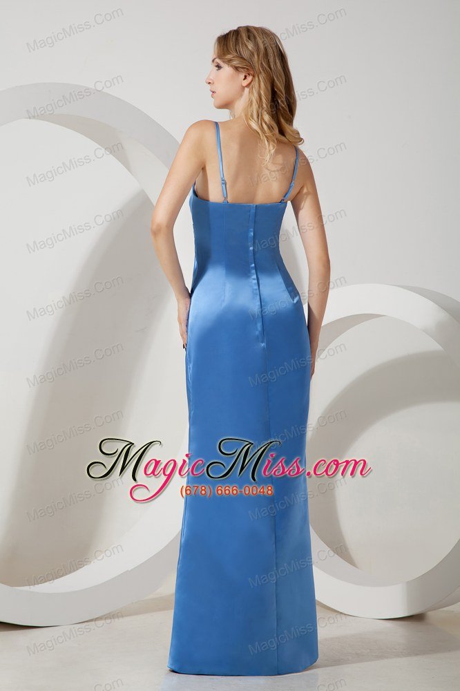 wholesale blue column straps floor-length taffeta appliques prom / evening dress