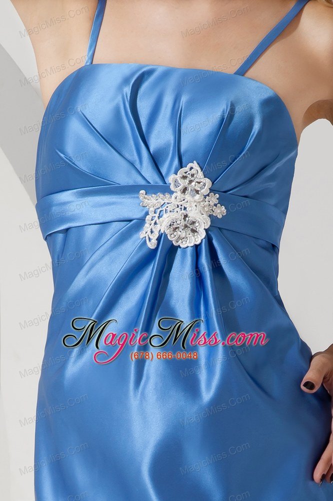 wholesale blue column straps floor-length taffeta appliques prom / evening dress