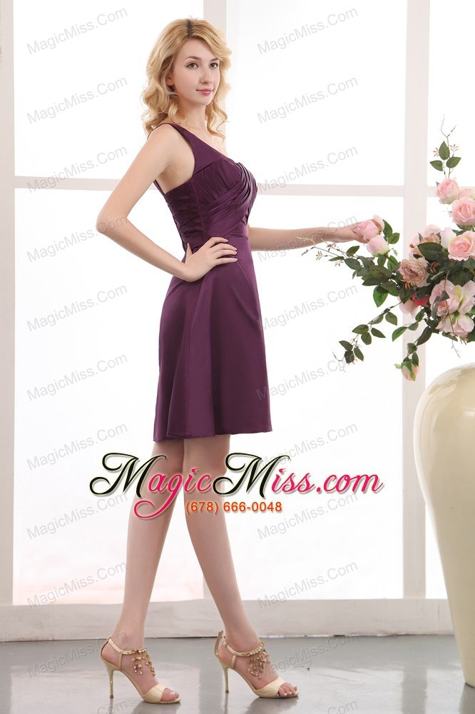 wholesale purple empire one shoulder mini-length taffeta ruch prom dress