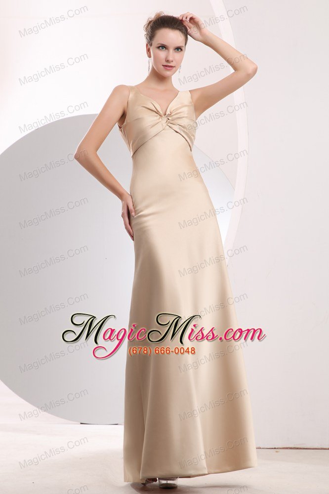 wholesale beauty champagne empire straps homecoming dress satin ruch floor-length