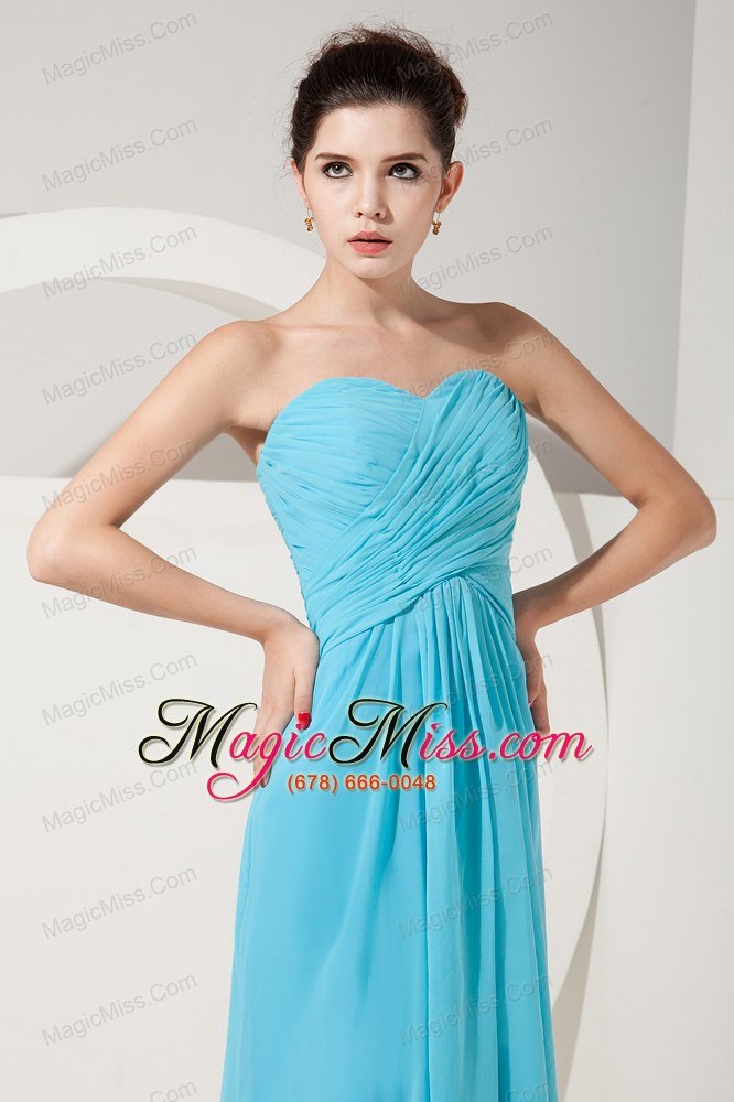 wholesale baby blue empire sweetheart floor-length chiffon ruch prom dress