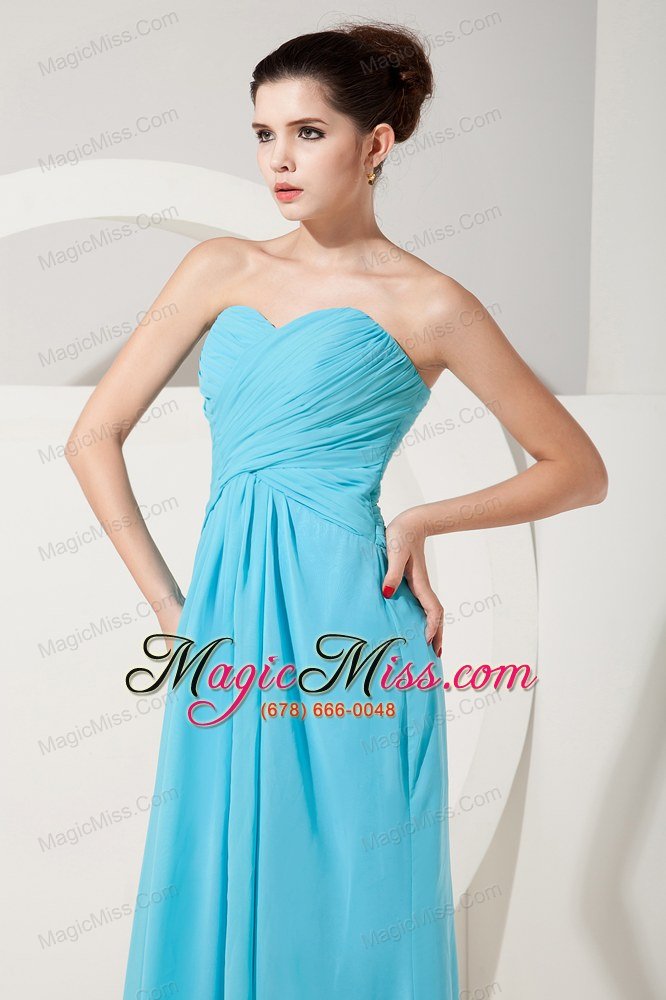 wholesale baby blue empire sweetheart floor-length chiffon ruch prom dress