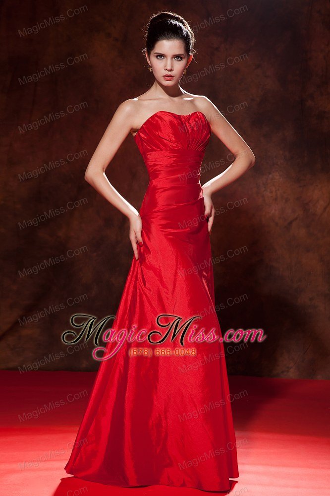wholesale red empire sweetheart floor-length taffeta ruch prom dress