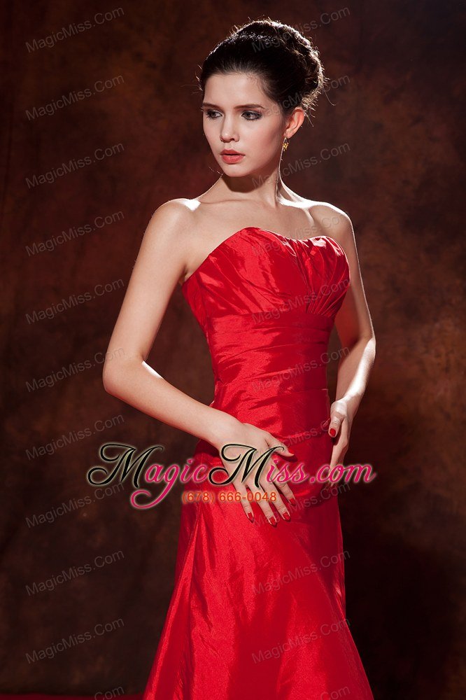 wholesale red empire sweetheart floor-length taffeta ruch prom dress