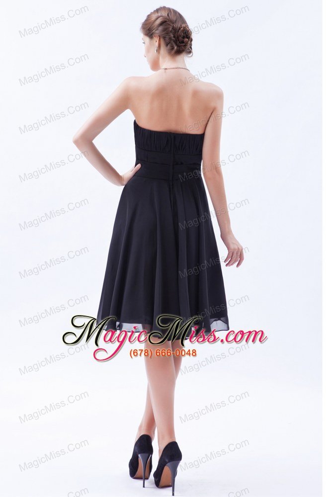 wholesale brown a-line / princess strapless knee-length chiffon bow bridesmaid dress