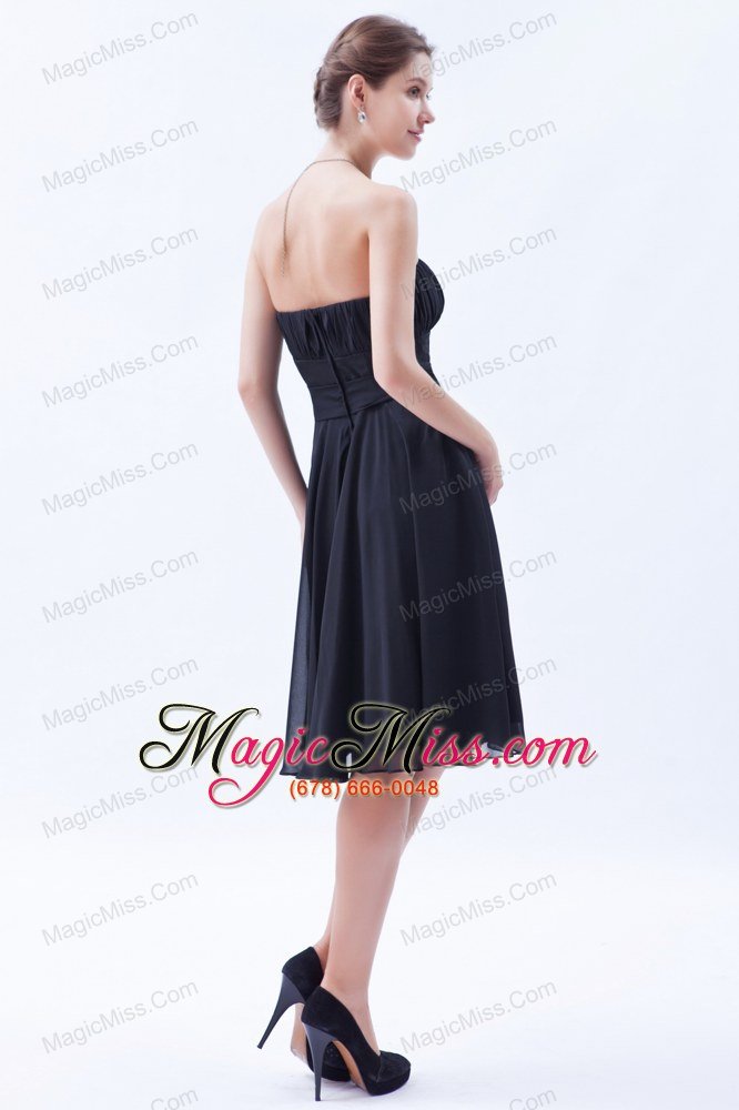 wholesale brown a-line / princess strapless knee-length chiffon bow bridesmaid dress