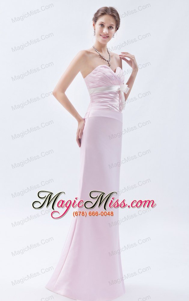 wholesale baby pink mermaid sweetheart floor-length satin bow prom dress