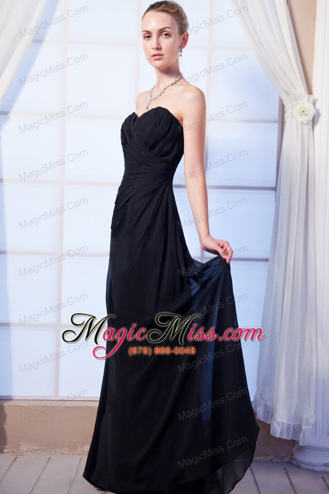 wholesale black empire sweetheart floor-length chiffon ruch prom dress