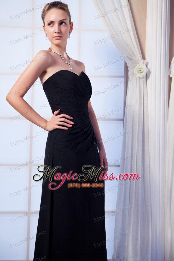 wholesale black empire sweetheart floor-length chiffon ruch prom dress