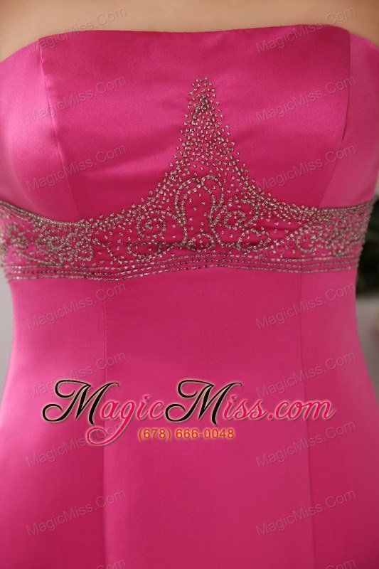 wholesale white a-line / princess strapless brush train satin beading hot pink prom / evening dress