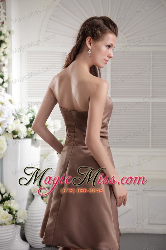 wholesale chocolate empire strapless knee-length satin bow bridesmaid dress