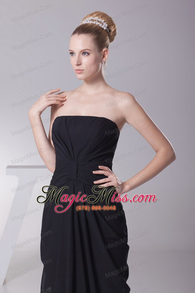 wholesale black column strapless ruching prom dress