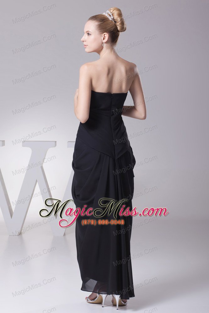 wholesale black column strapless ruching prom dress
