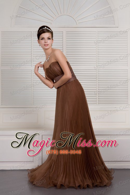 wholesale gorgeous brown prom / evening dress a-line sweetheart organza ruch brush train