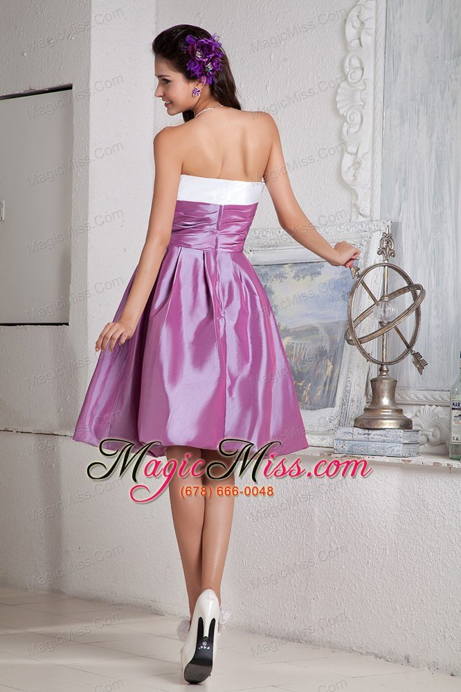 wholesale lavender a-line / princess strapless knee-length taffeta ruch bridesmaid dress