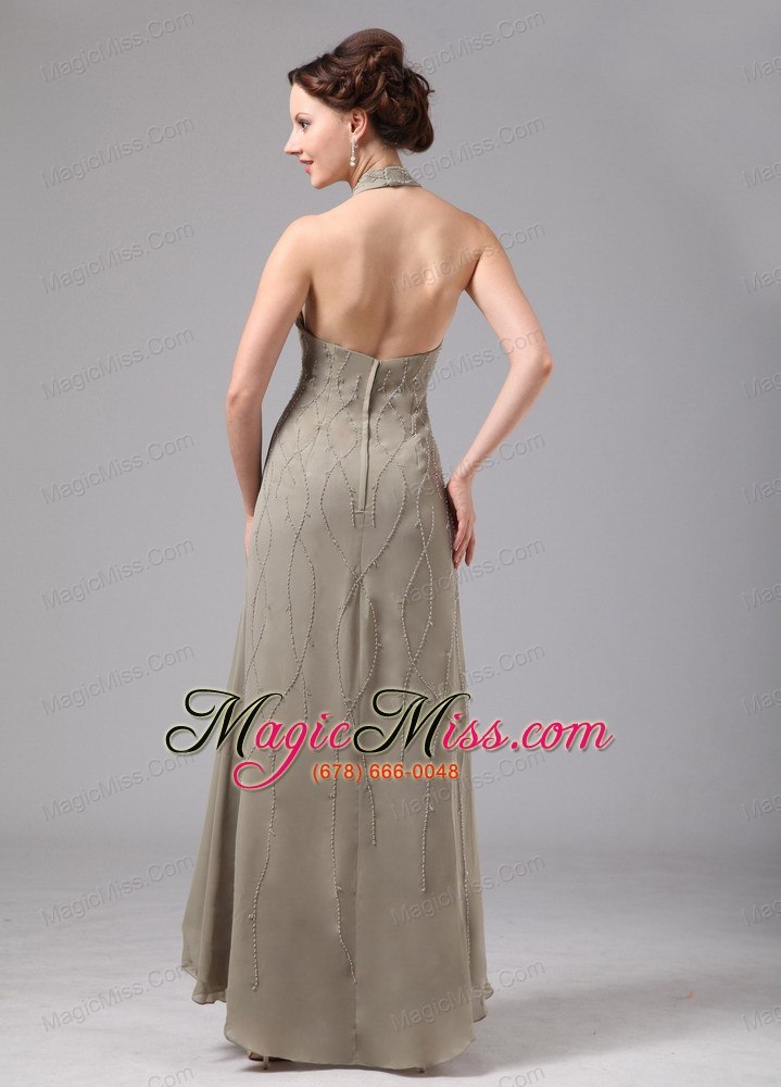 wholesale acworth georgia green halter chiffon appliques ankle-length mother of the bride dress for custom made