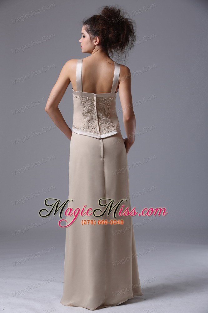 wholesale simple floor-length straps column zipper-up mother of the bride dress with beading