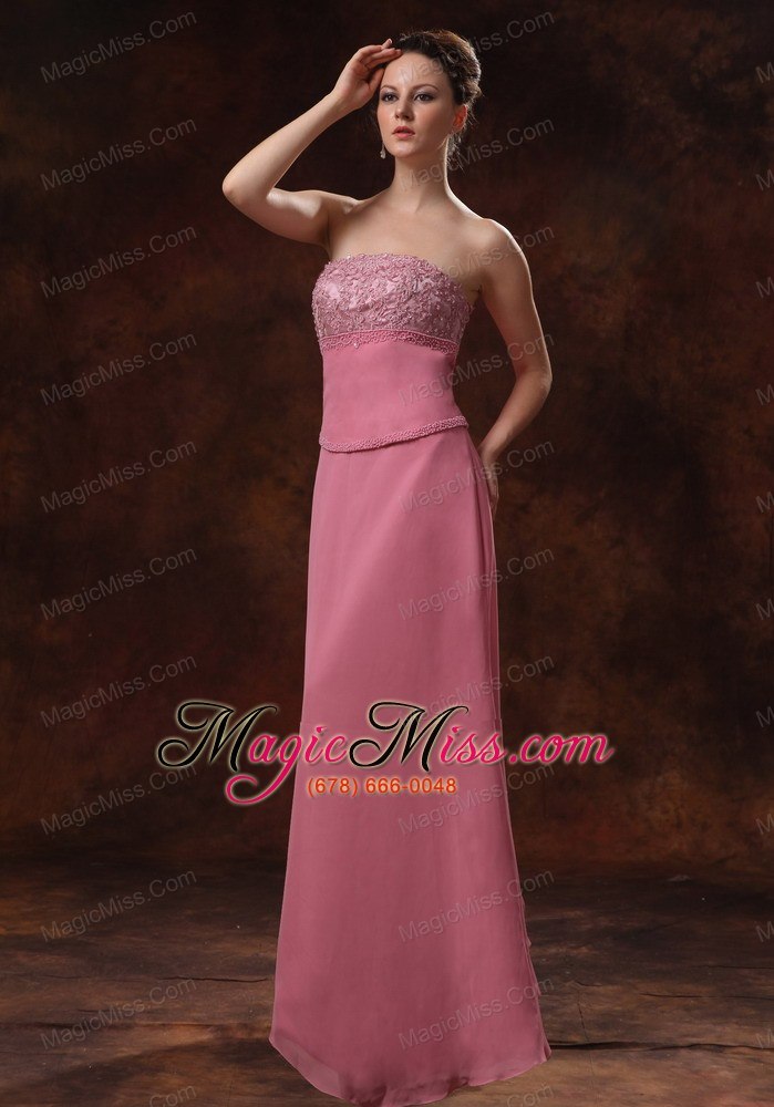 wholesale rose pink appliques decorate bust chiffon mother of the bride dress with coat for custom made in cumming georgia