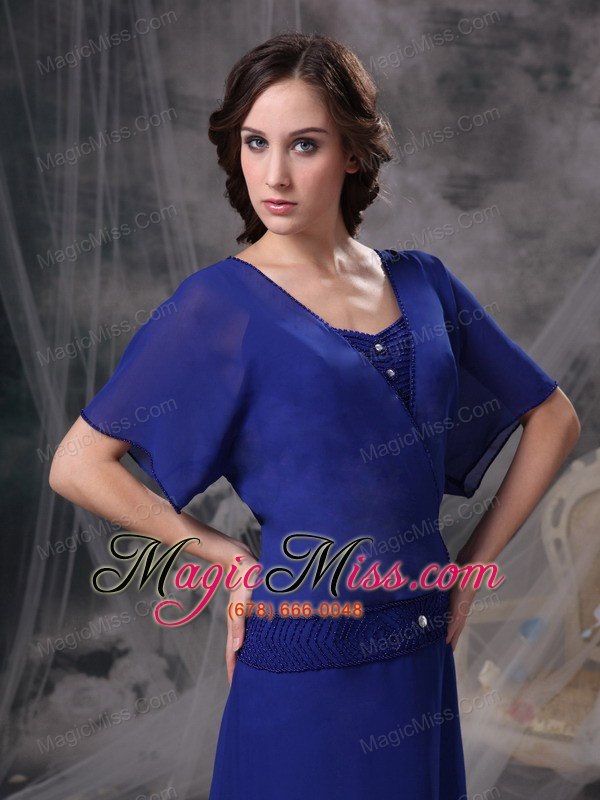 wholesale blue a-line square floor-length chiffon beading mother of the bride dress