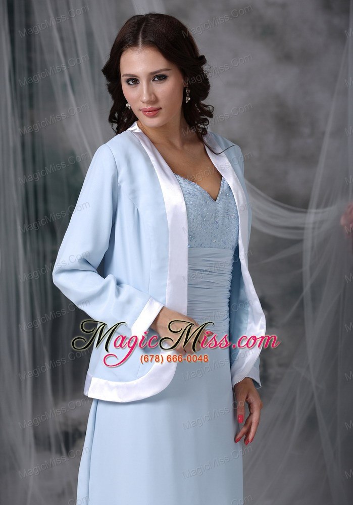 wholesale baby blue column square floor-length chiffon appliques mather of the bride dress
