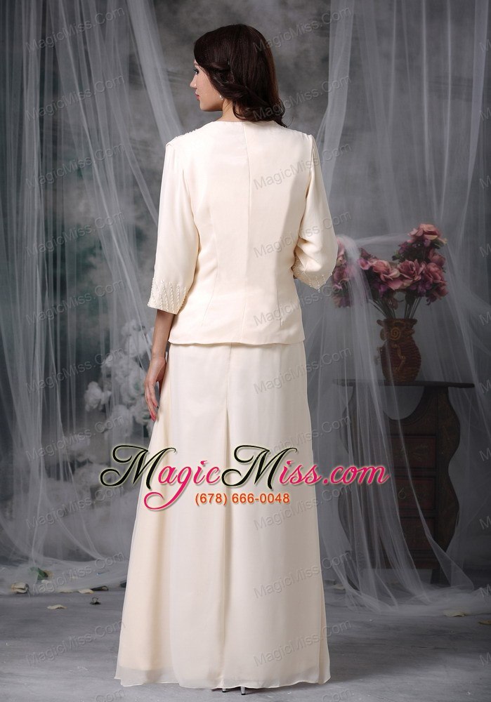 wholesale champagne column scoop floor-length chiffon appliques mather of the bride dress