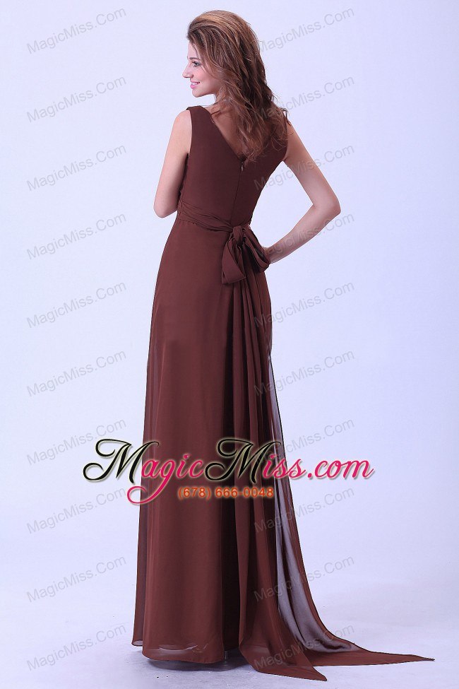 wholesale brown mother of the bride dress v-neck floor-length empire chiffon