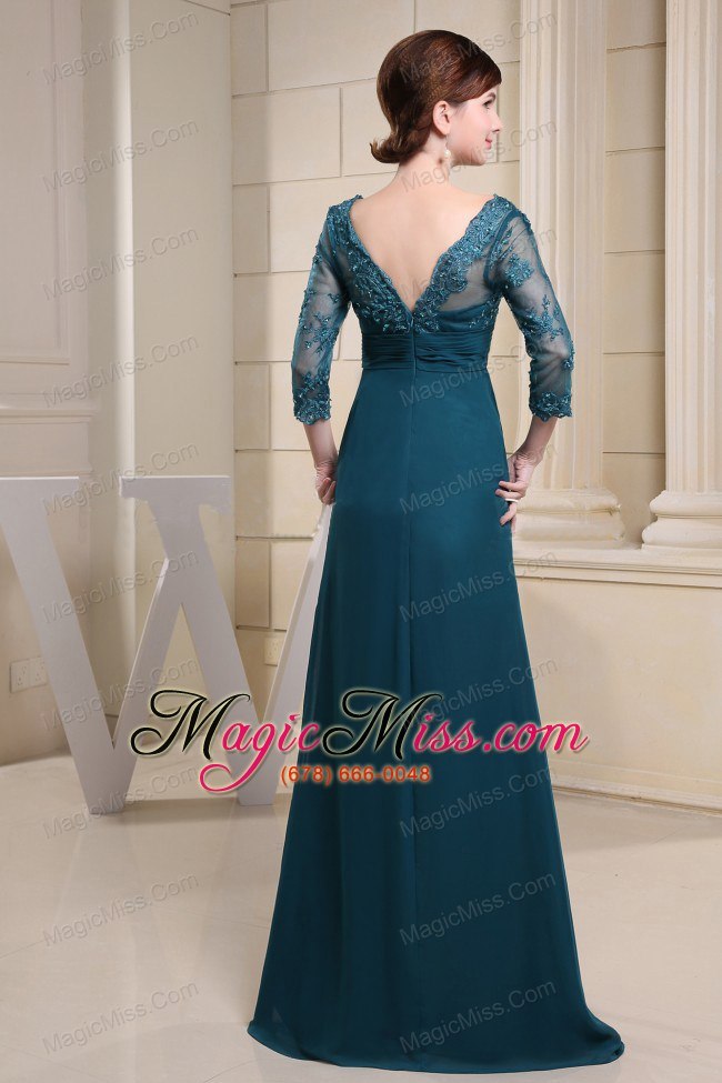wholesale v-neck and 3/4 sleeves for mother of the bride dress with lace