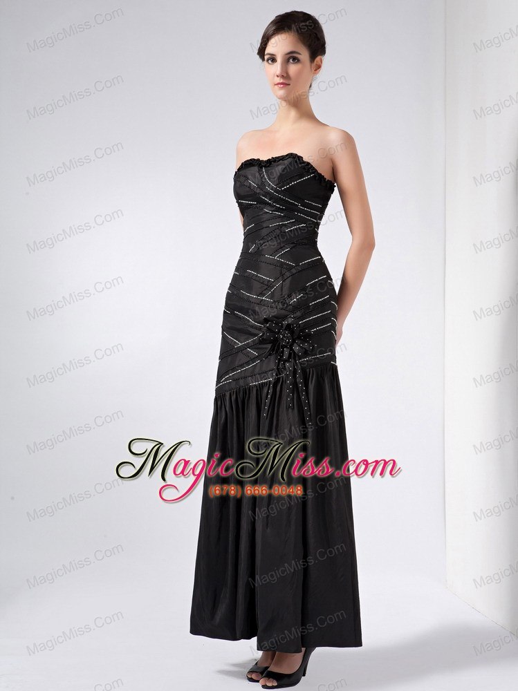wholesale black column strapless ankle-length taffeta beading mother of the bride dress