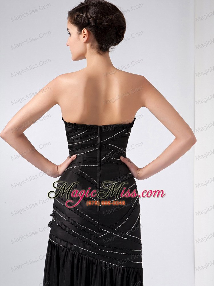 wholesale black column strapless ankle-length taffeta beading mother of the bride dress