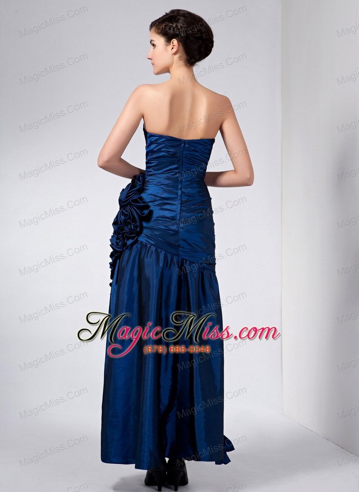 wholesale navy blue column sweetheart ankle-length taffeta hand made flower mother of the bride dress