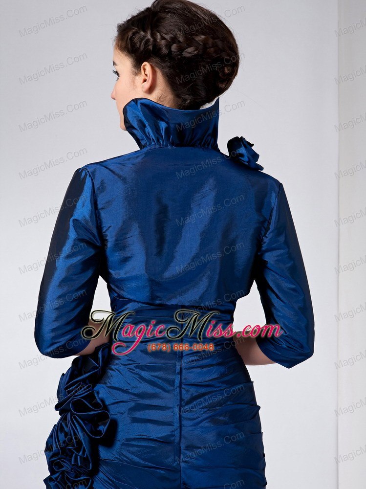 wholesale navy blue column sweetheart ankle-length taffeta hand made flower mother of the bride dress