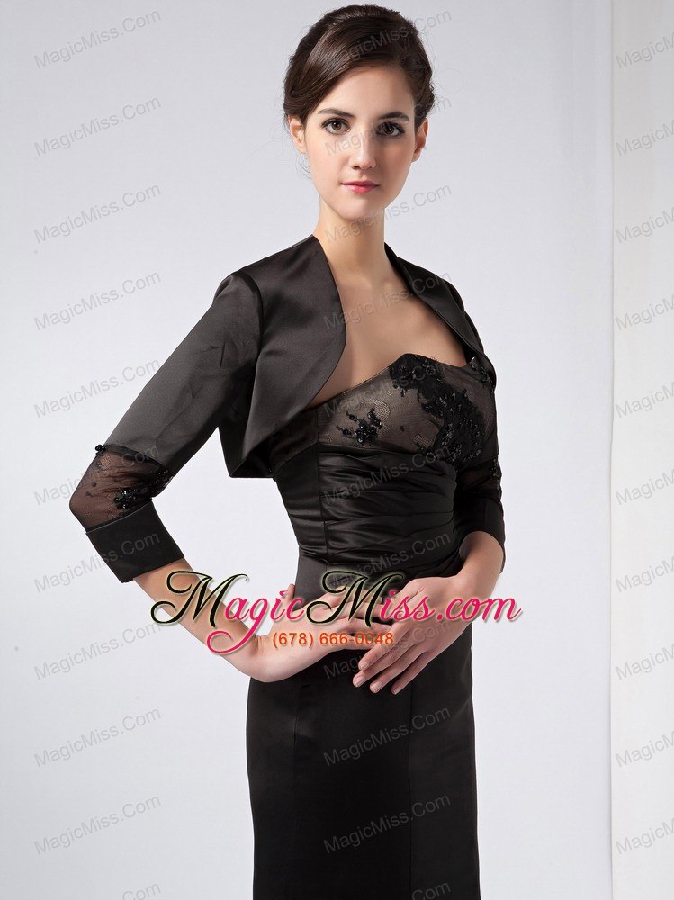 wholesale black column strapless ankle-length taffeta beading and lace mother of the bride dress