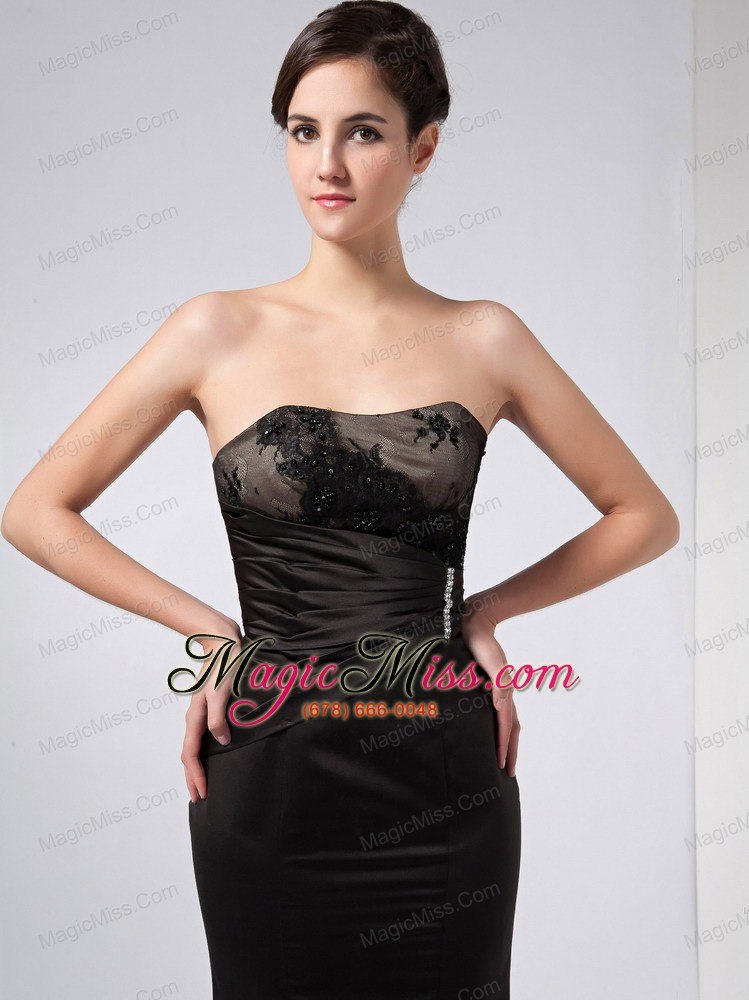 wholesale black column strapless ankle-length taffeta beading and lace mother of the bride dress