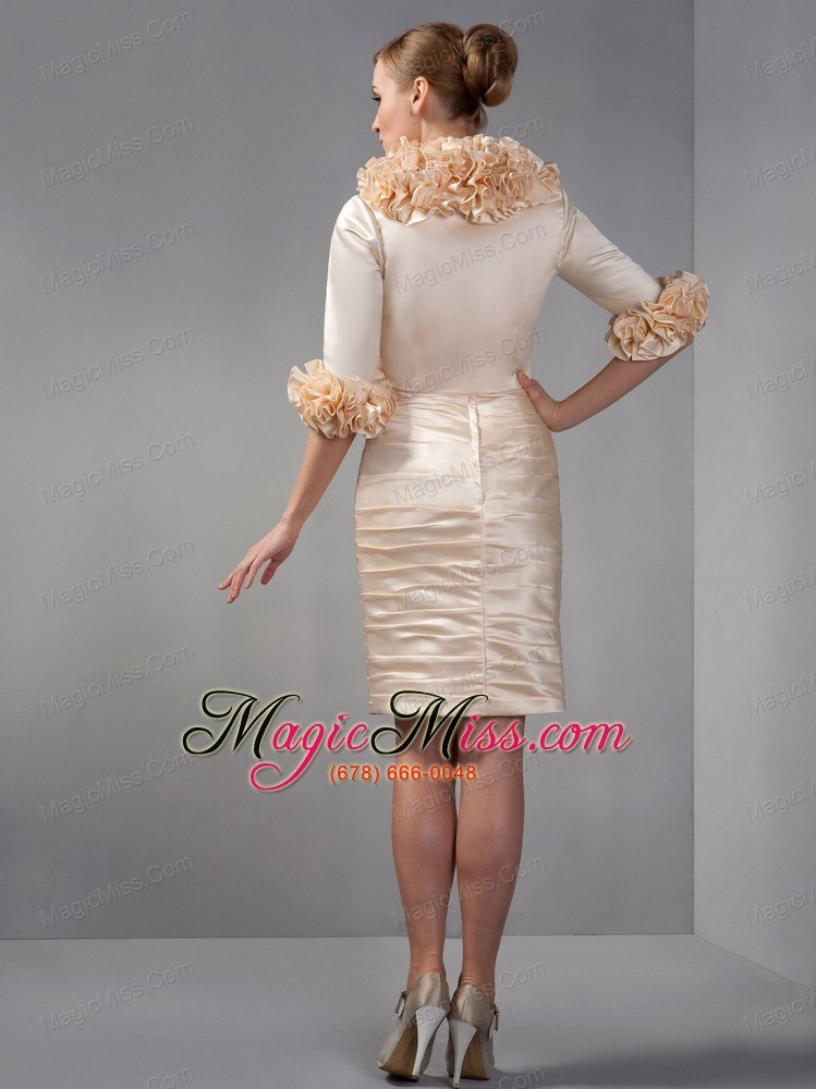 wholesale champagne column strapless mini-length taffeta ruch mother of the bride dress