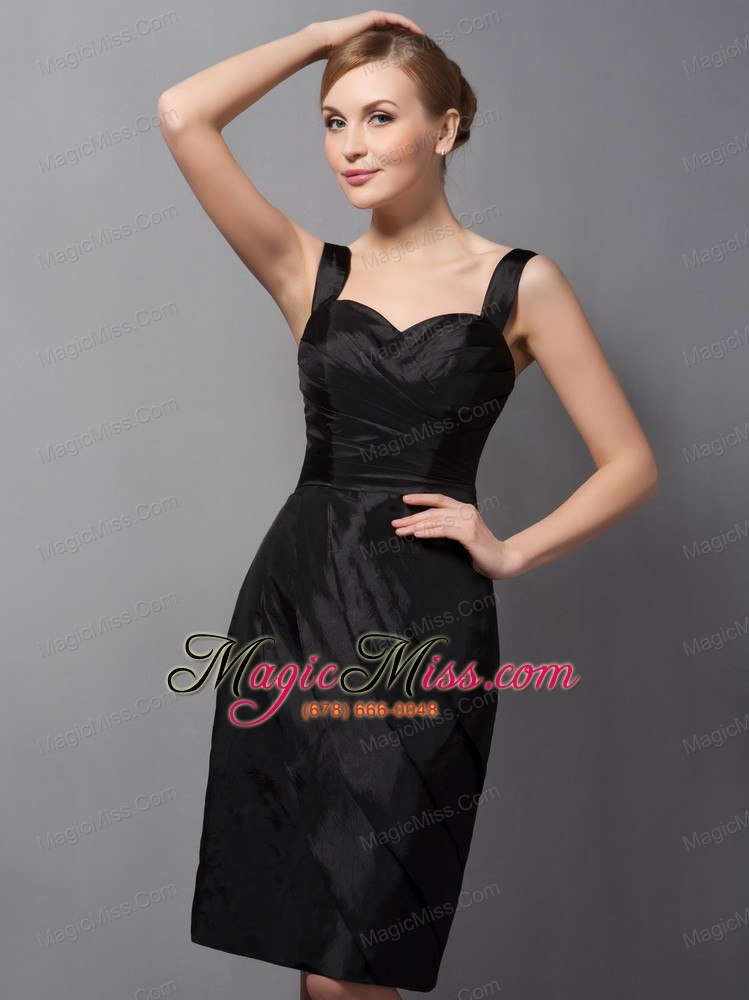wholesale customize black column mother of the bride dress straps ruch mini-length taffeta