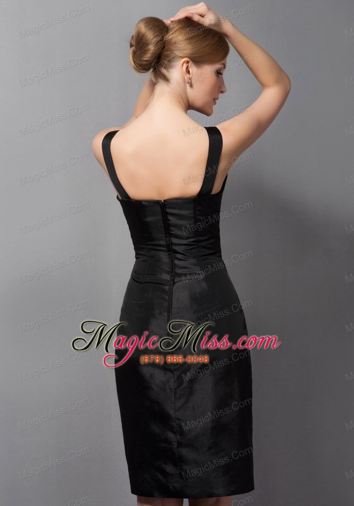 wholesale customize black column mother of the bride dress straps ruch mini-length taffeta