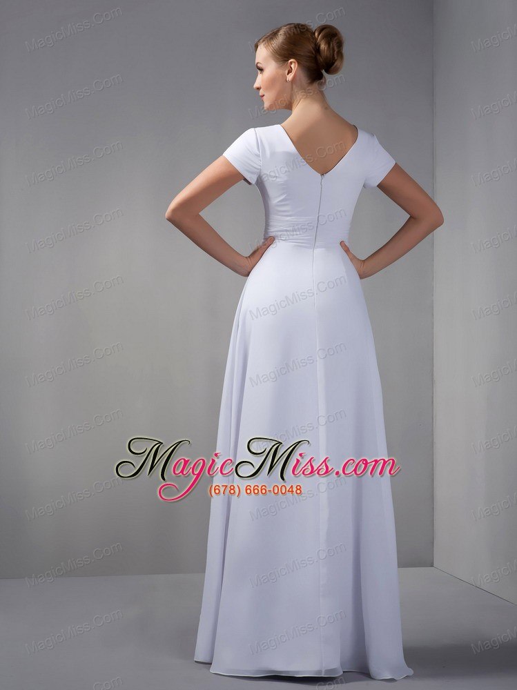 wholesale white column square floor-length chiffon beading mother of the bride dress