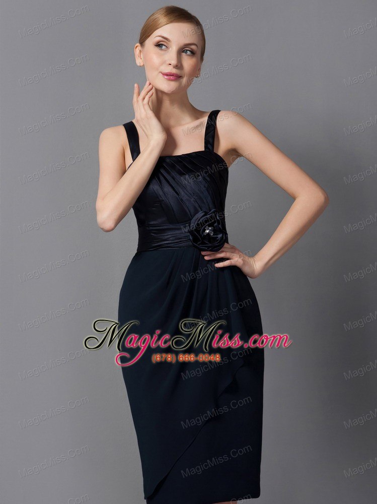 wholesale black column strapless knee-length chiffon sash mother of the bride dress