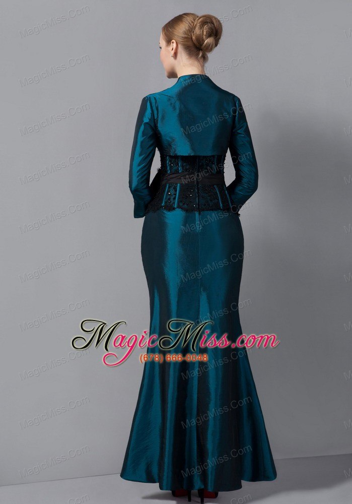 wholesale turquoise mermaid sweetheart ankle-length taffeta sash mother of the bride dress