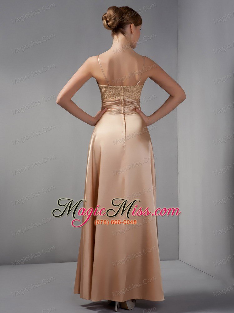wholesale rust red column straps ankle-length satin appliques mother of the bride dress