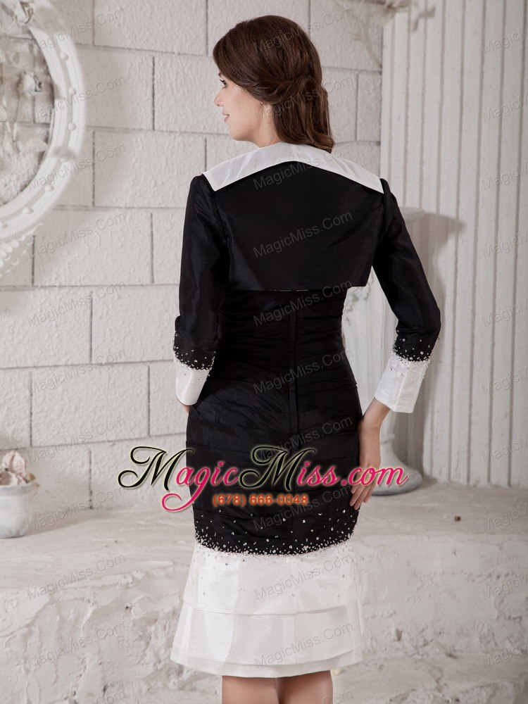 wholesale white and black column strapless knee-length taffeta beading mother of the bride dress
