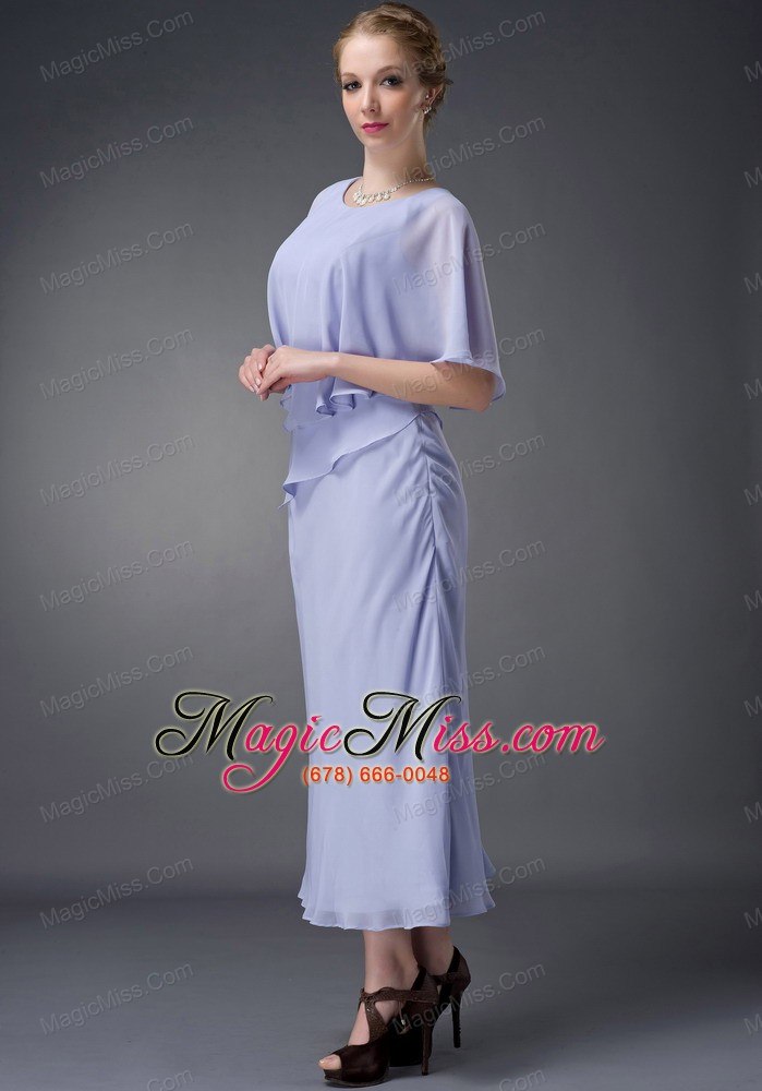wholesale lilac column scoop ankle-length chiffon mother of the bride dress