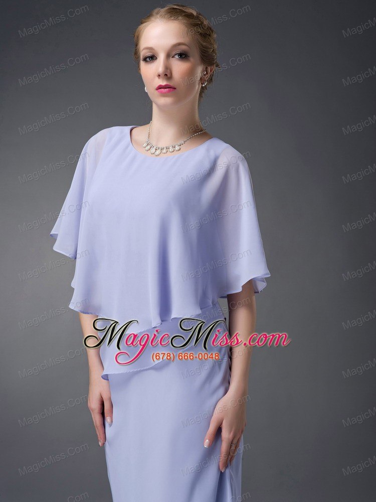 wholesale lilac column scoop ankle-length chiffon mother of the bride dress